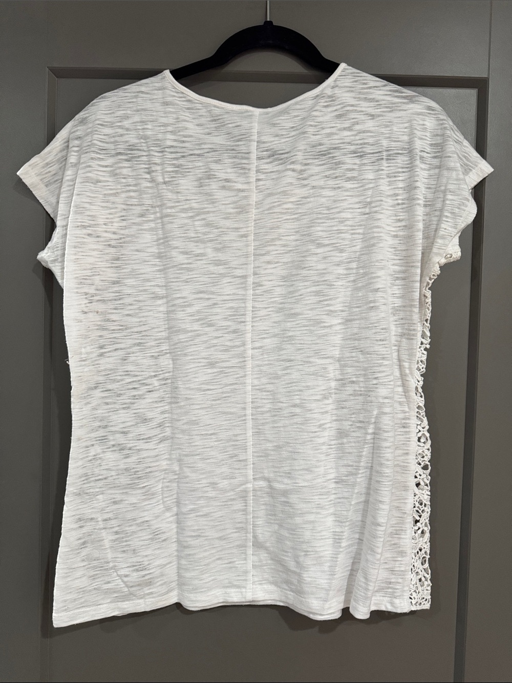 Sundance White Crochet Panel Short Sleeve Top - Picture 3 of 6